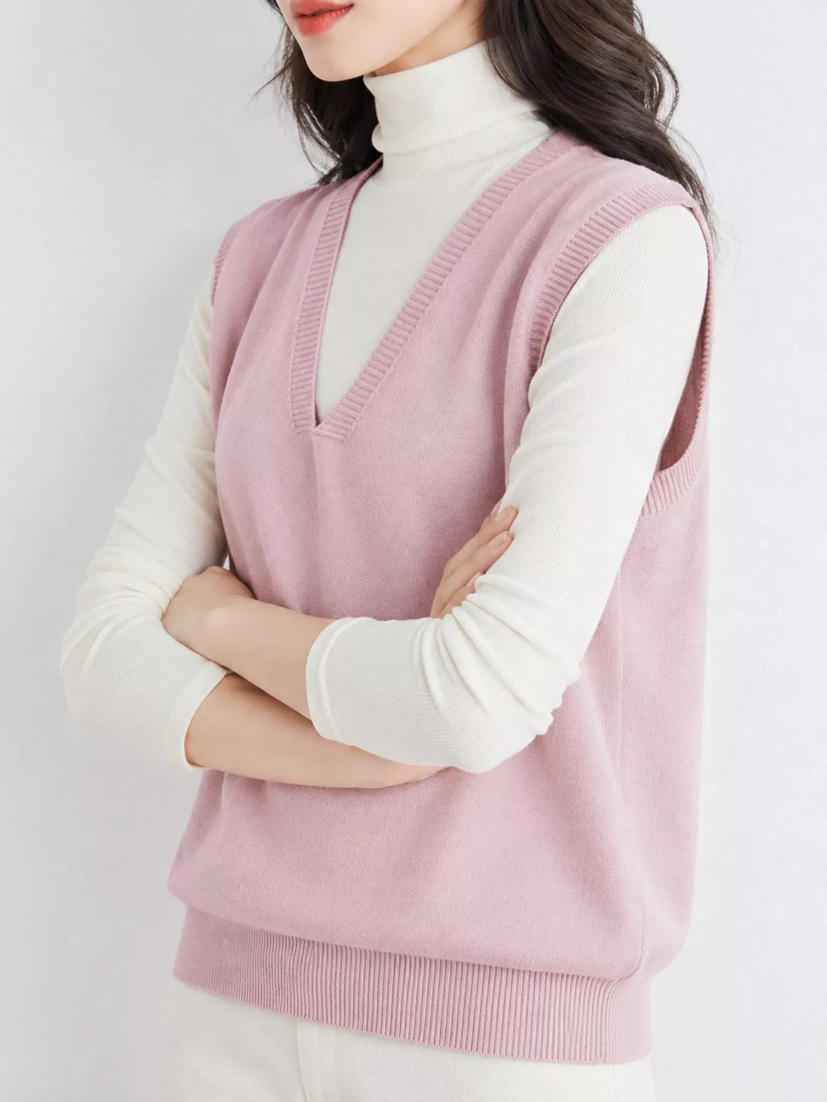 V-Neck Knit Sweater Vest — side view