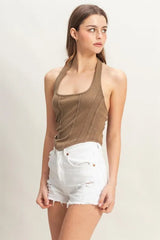 Trendsi HYFVE Mineral Wash Halter Neck Everyday Top -