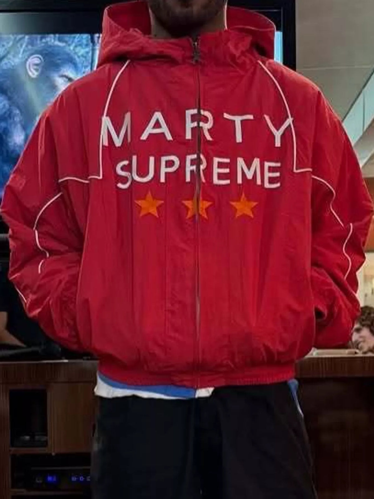 Letter Graphic Color-Block Jacket — front view