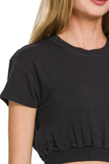 Trendsi Zenana Elastic Hem Crop Top -