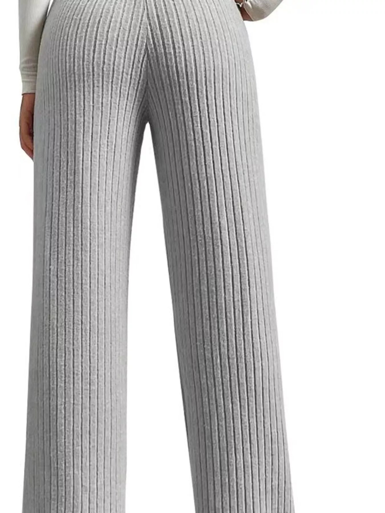 Trendsi Ribbed Knit Wide-Leg Sweater Pants -