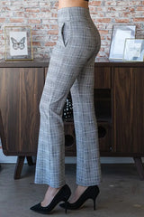Trendsi Heimish Full Size Plaid Flare Pants with Wide Waist Band Plus Size -