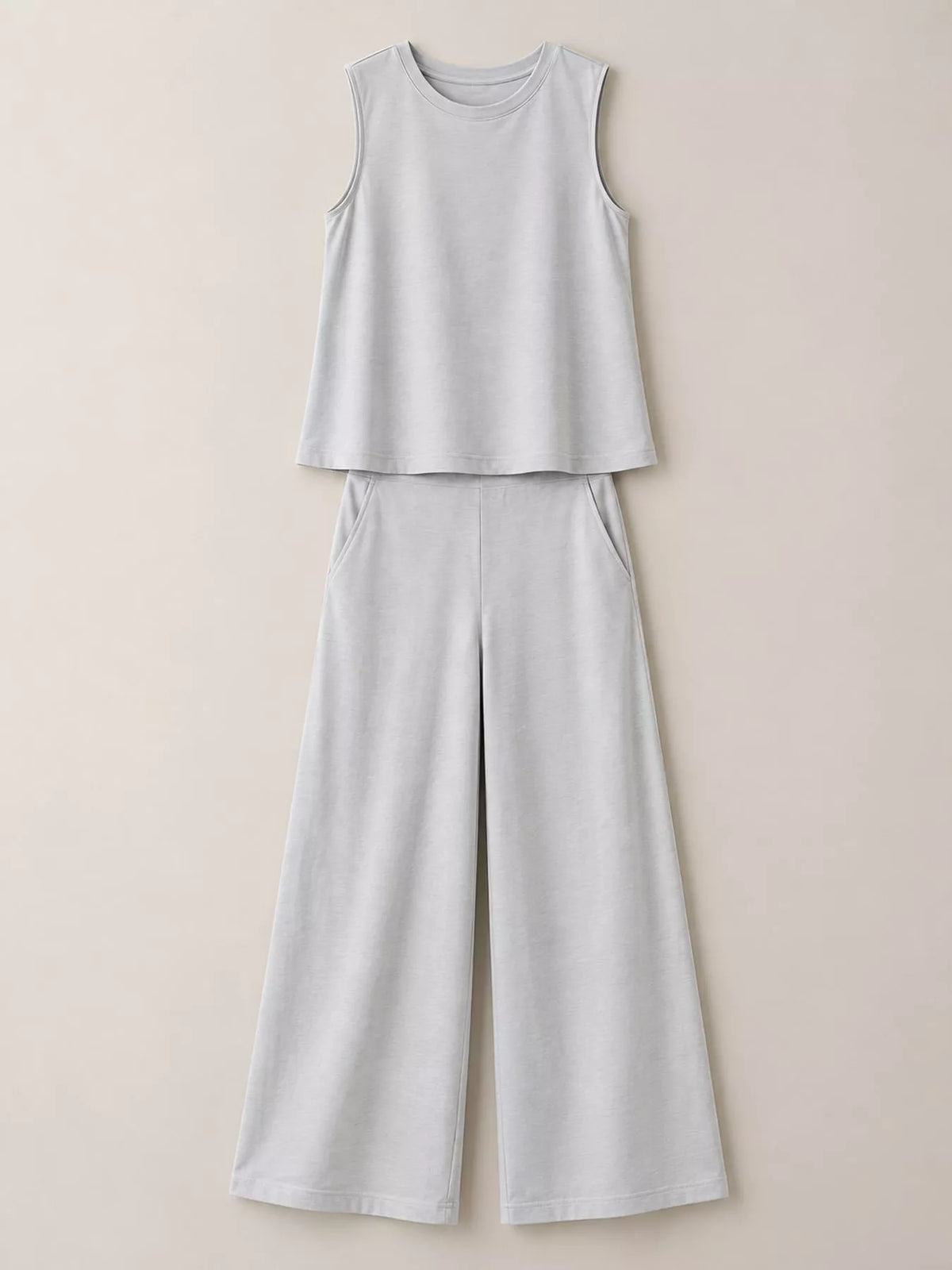 Sleeveless Tank Top and Wide-Leg Pants Set — garment front