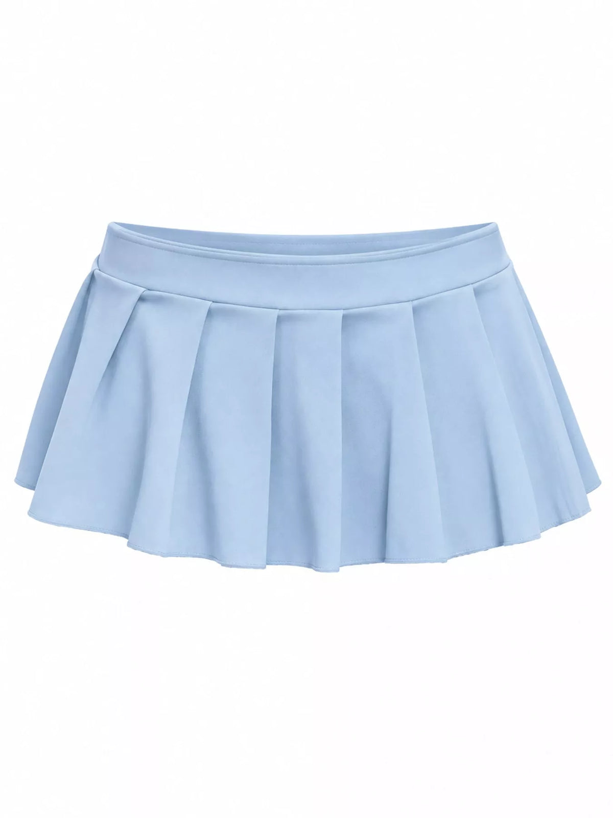 Pleated micro skirt, light blue flat front