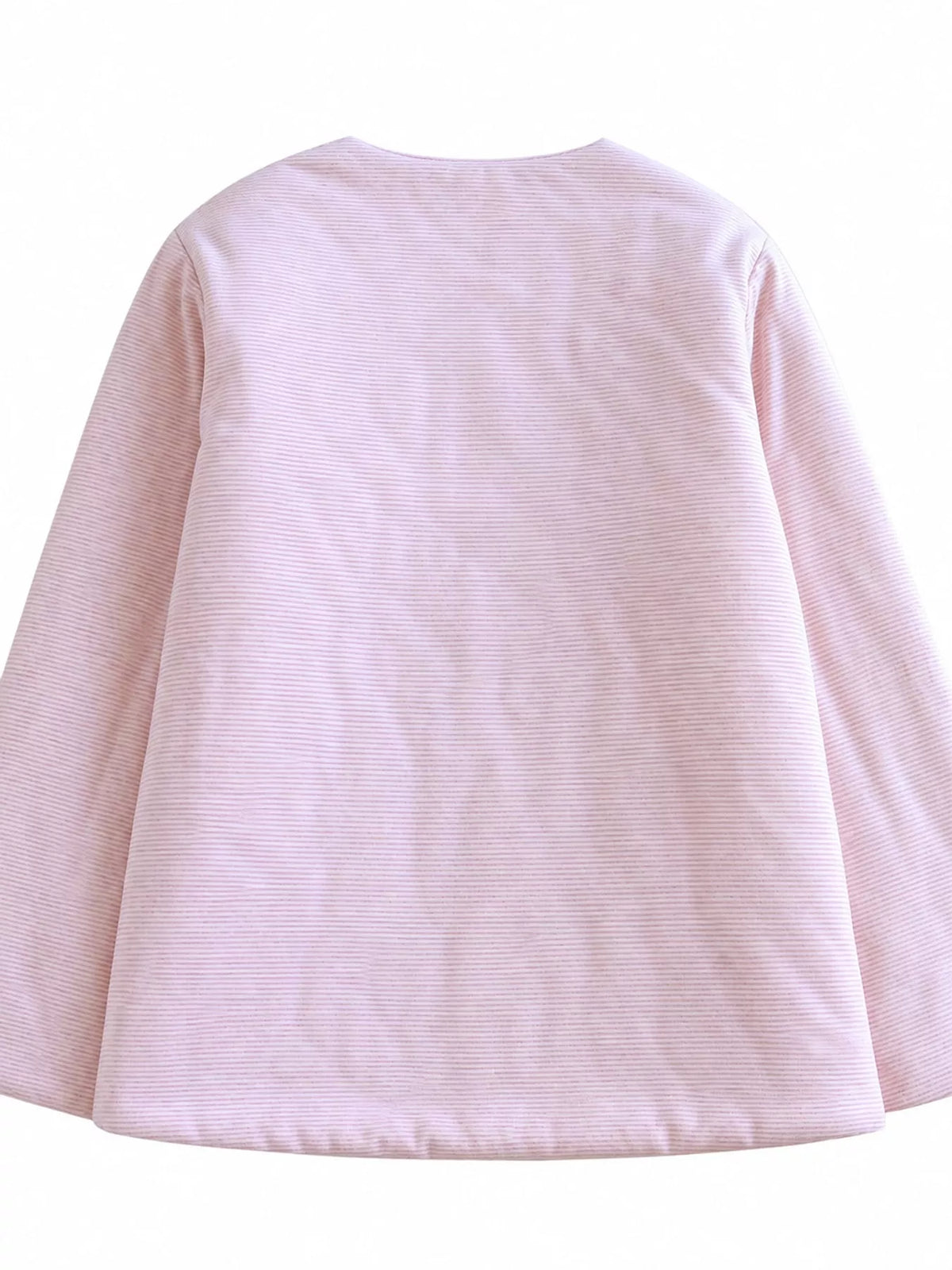 Quilted Crewneck Button-Down Jacket — garment back