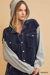Trendsi Umgee Contrast Hooded Chenille Jacket -