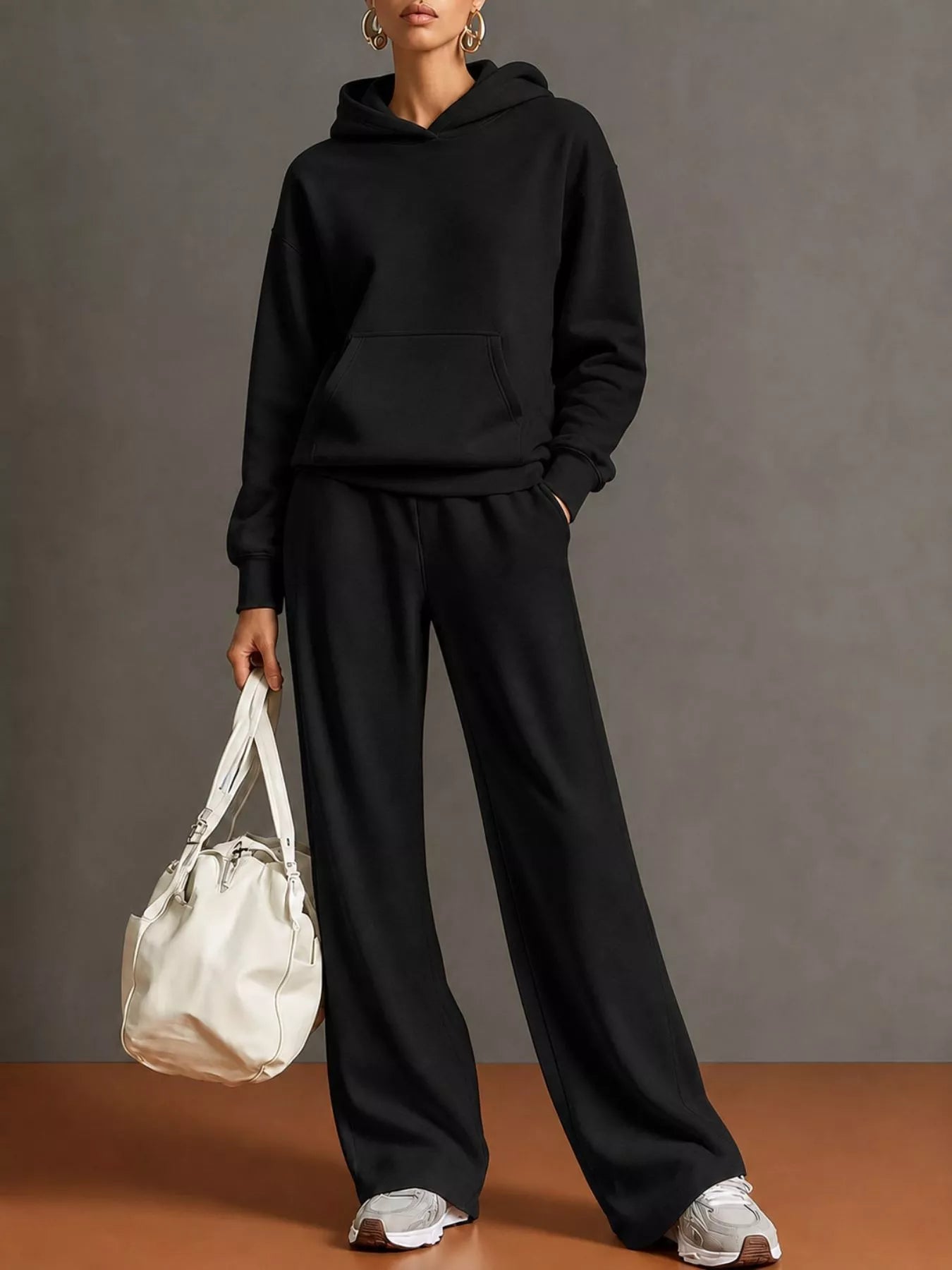 Trendsi Kangaroo Pocket Hoodie and Pants Set -