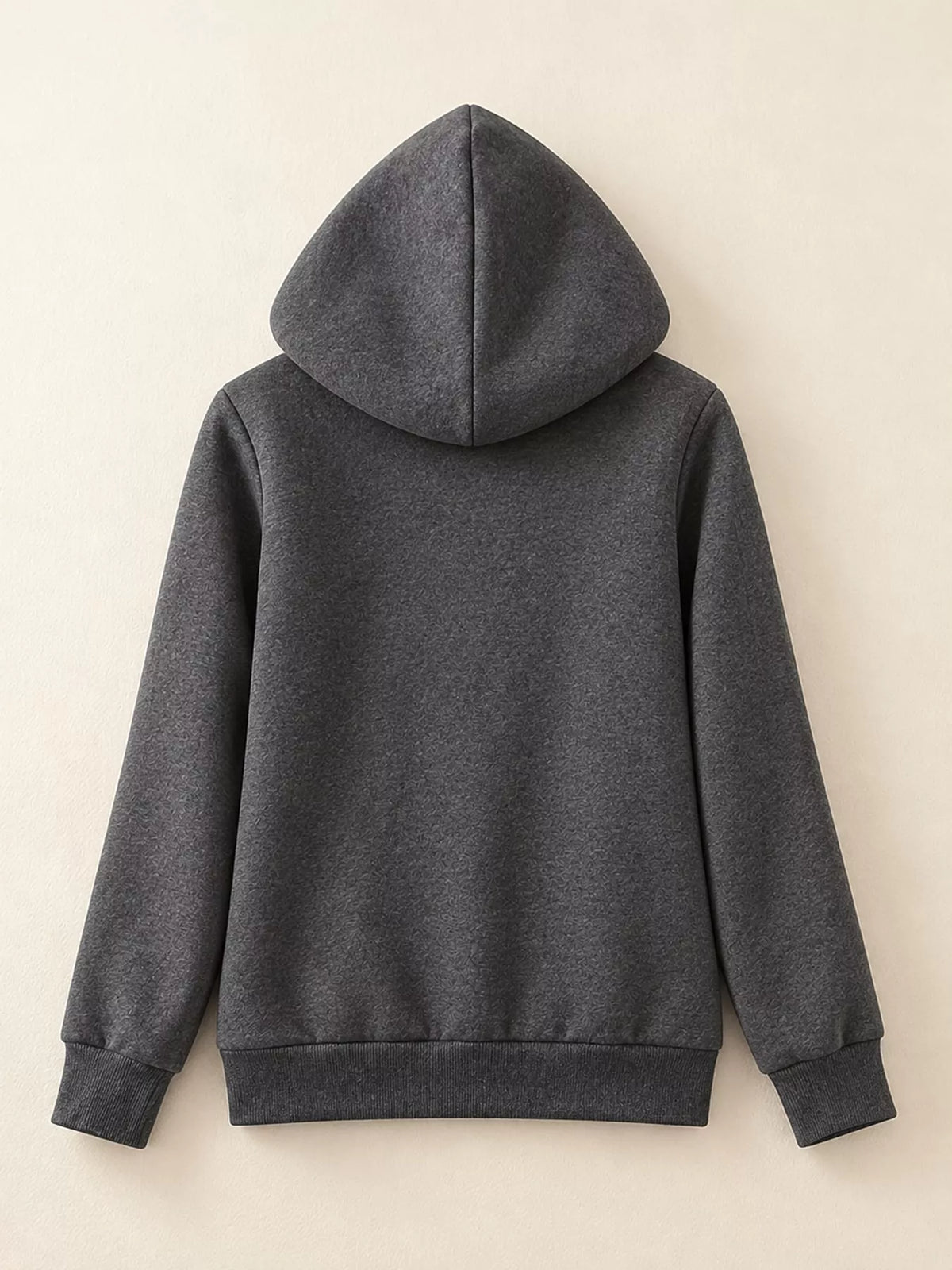 Fleece-Lined Thermal Zip-Up Hoodie in dark gray, back view