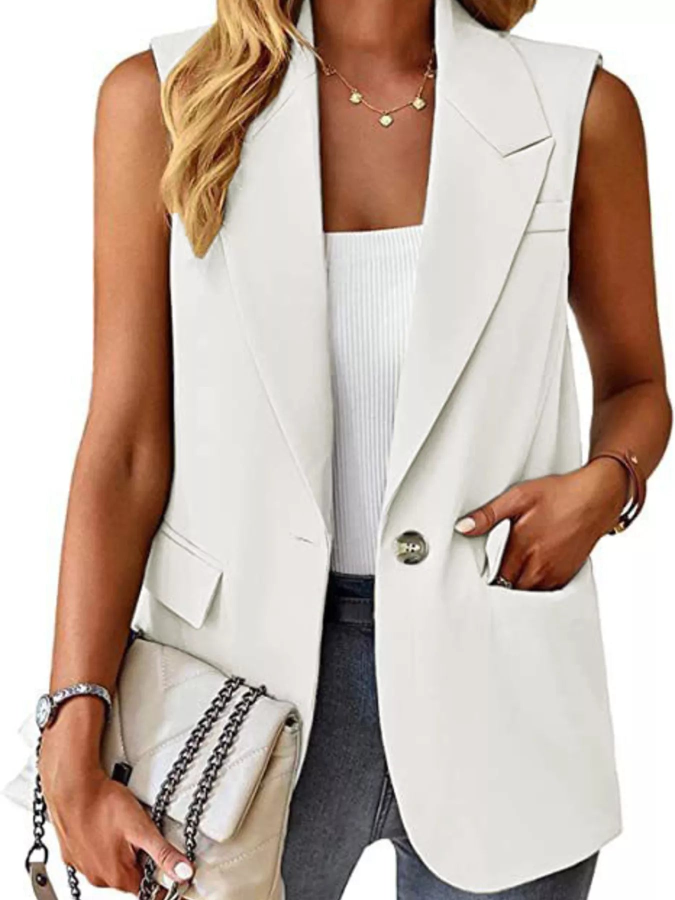 Trendsi One Button Blazer Vest -