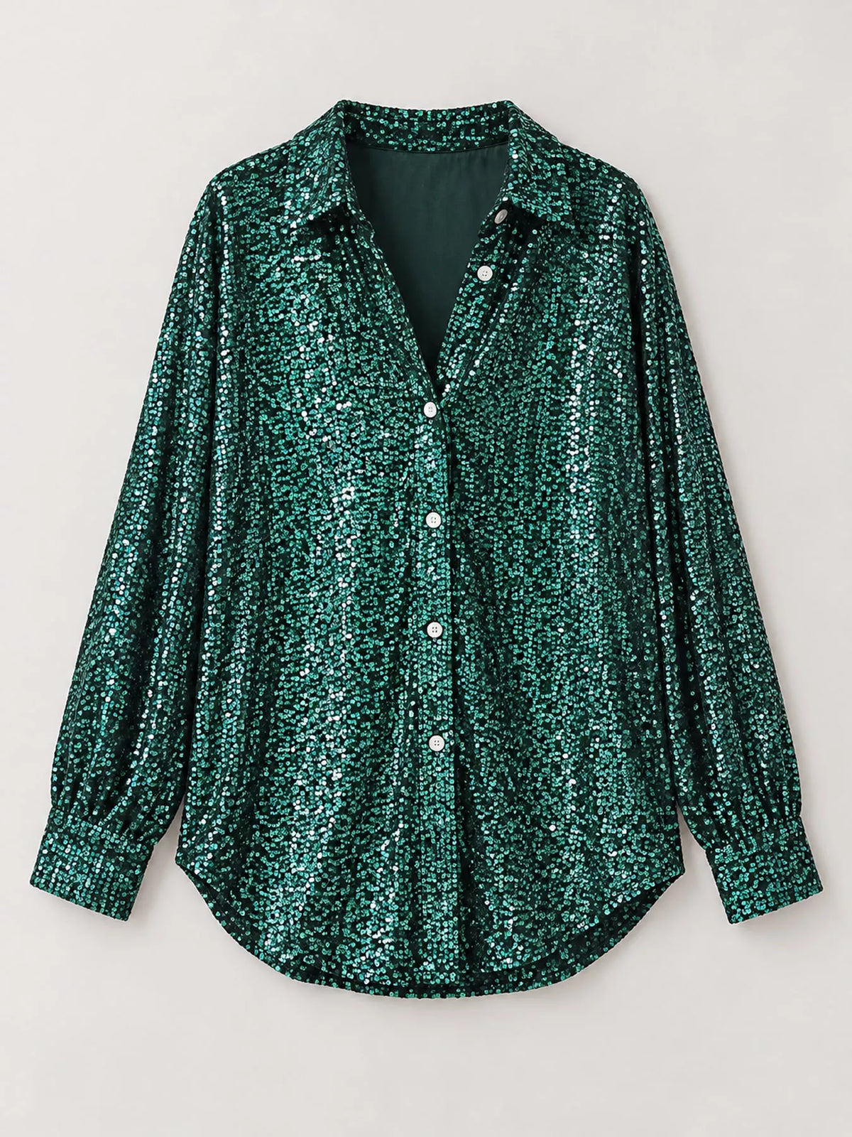Sequin shirt, green hanging front