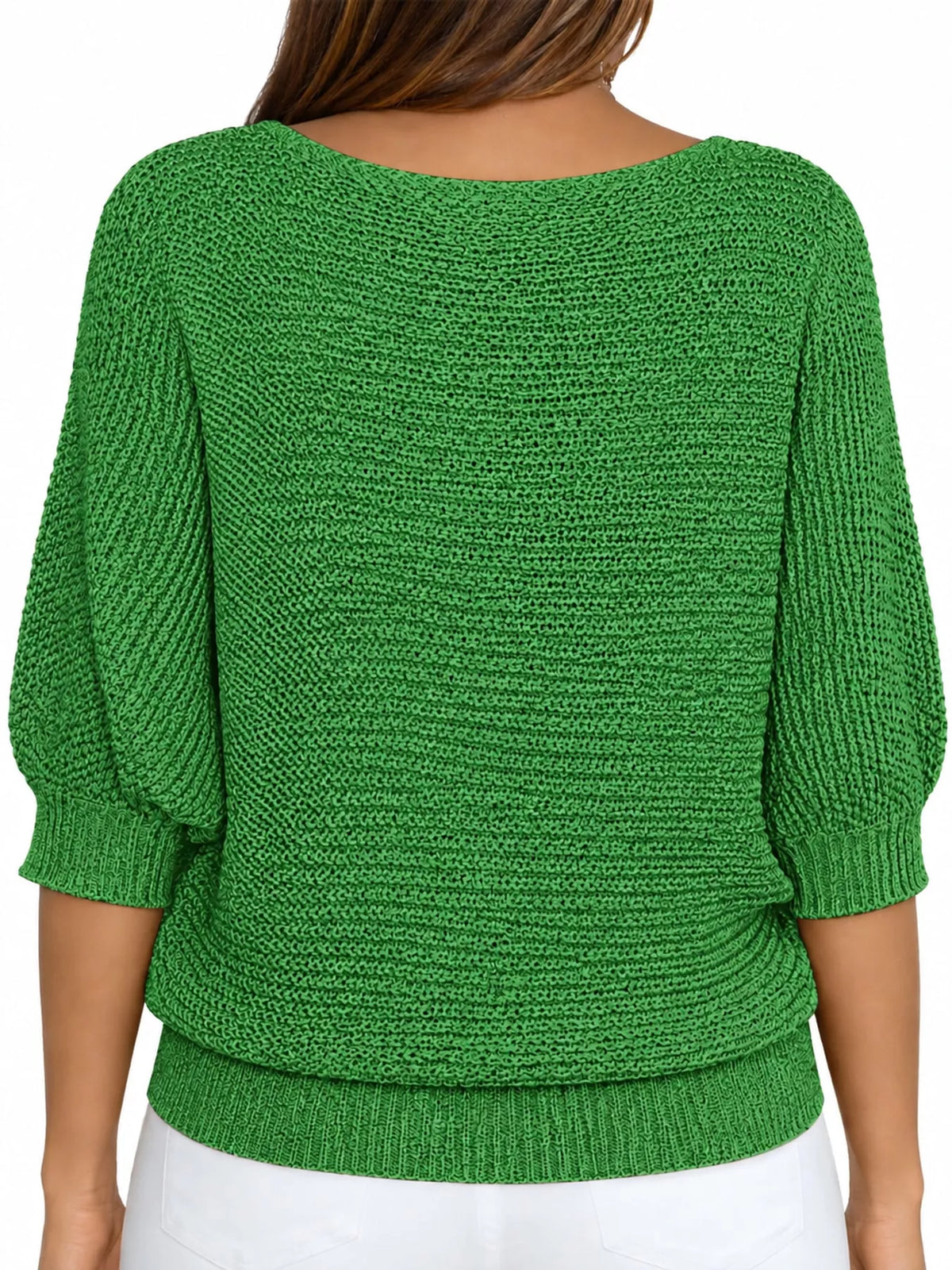 Three-quarter sleeve sweater, back view
