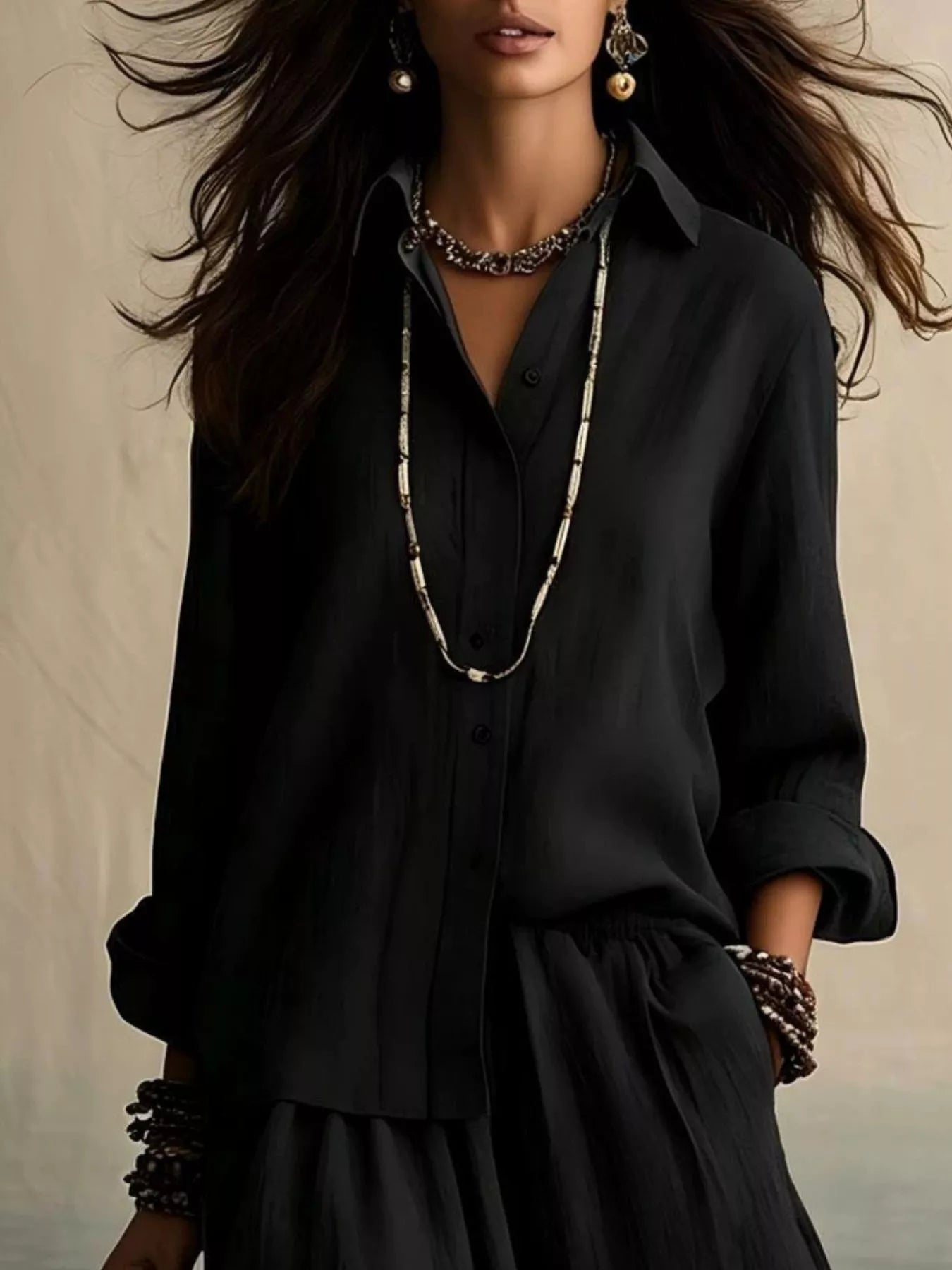 Trendsi Full Size Button Up Shirt and Wide-Leg Pants Set Plus Size -