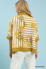 Trendsi Umgee Mix Floral Stripe Button Down Top -