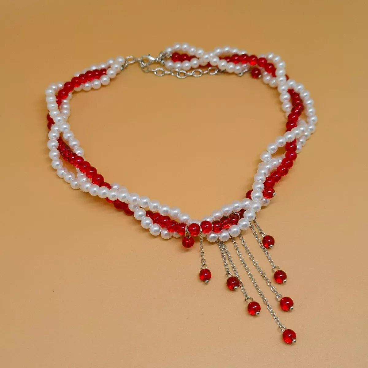 Trendsi Twisted Bead Tassel Necklace -