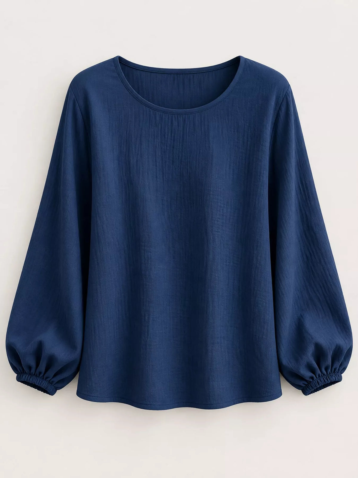 Elastic-cuff blouse, navy flat lay