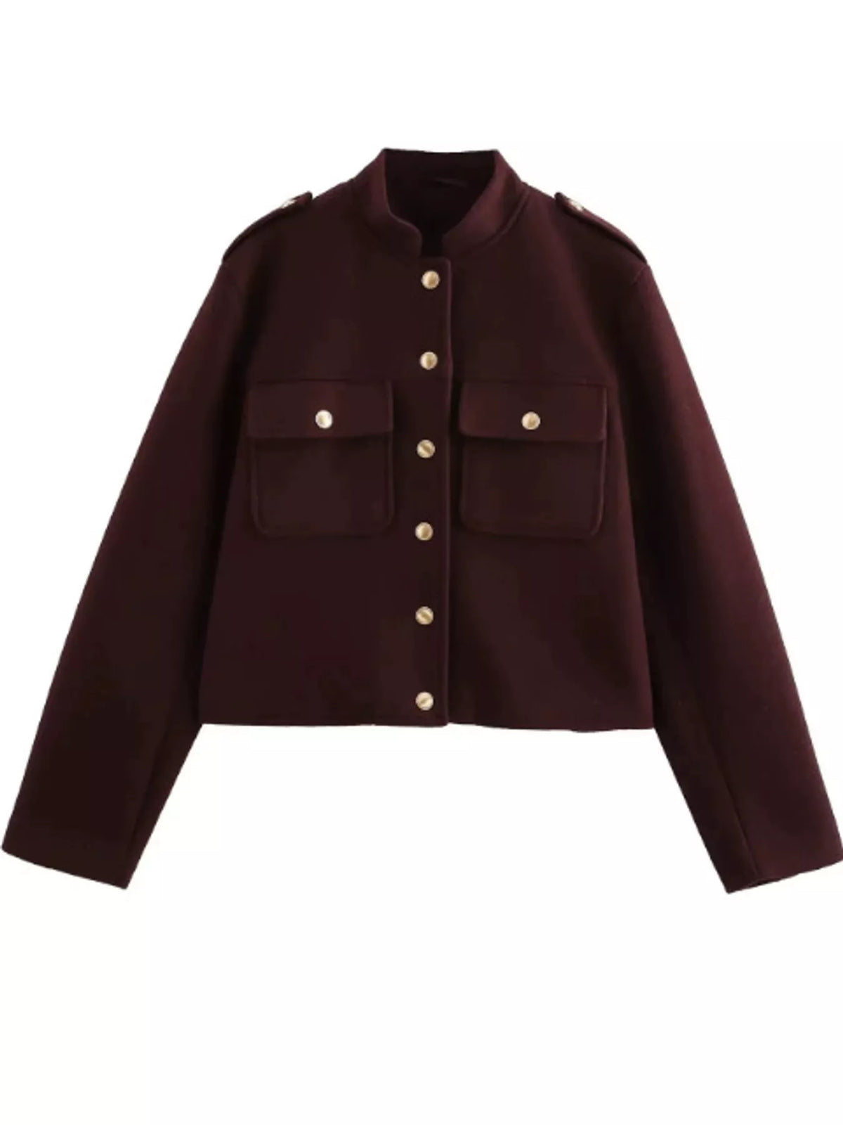 Snap-Front Cropped Jacket — garment front