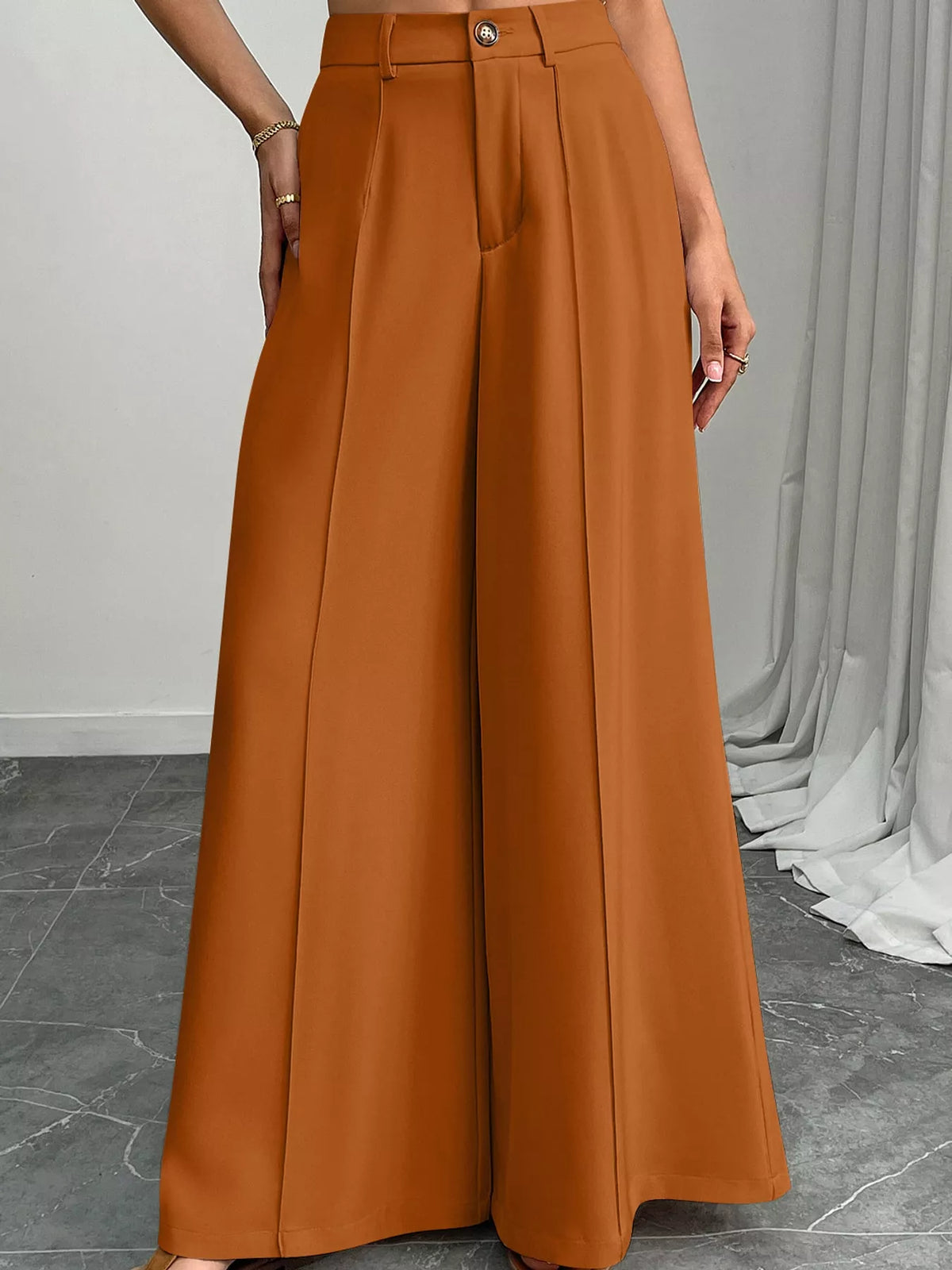 Wide-leg trousers, rust front