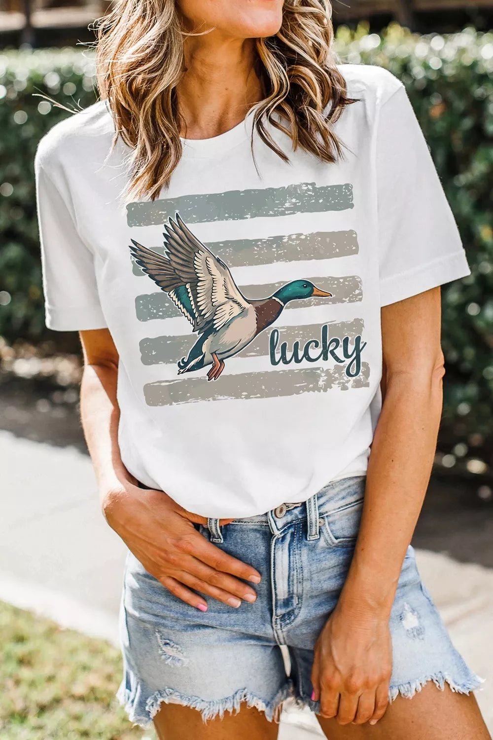 Mallard Striped Short Sleeve T-Shirt, front view