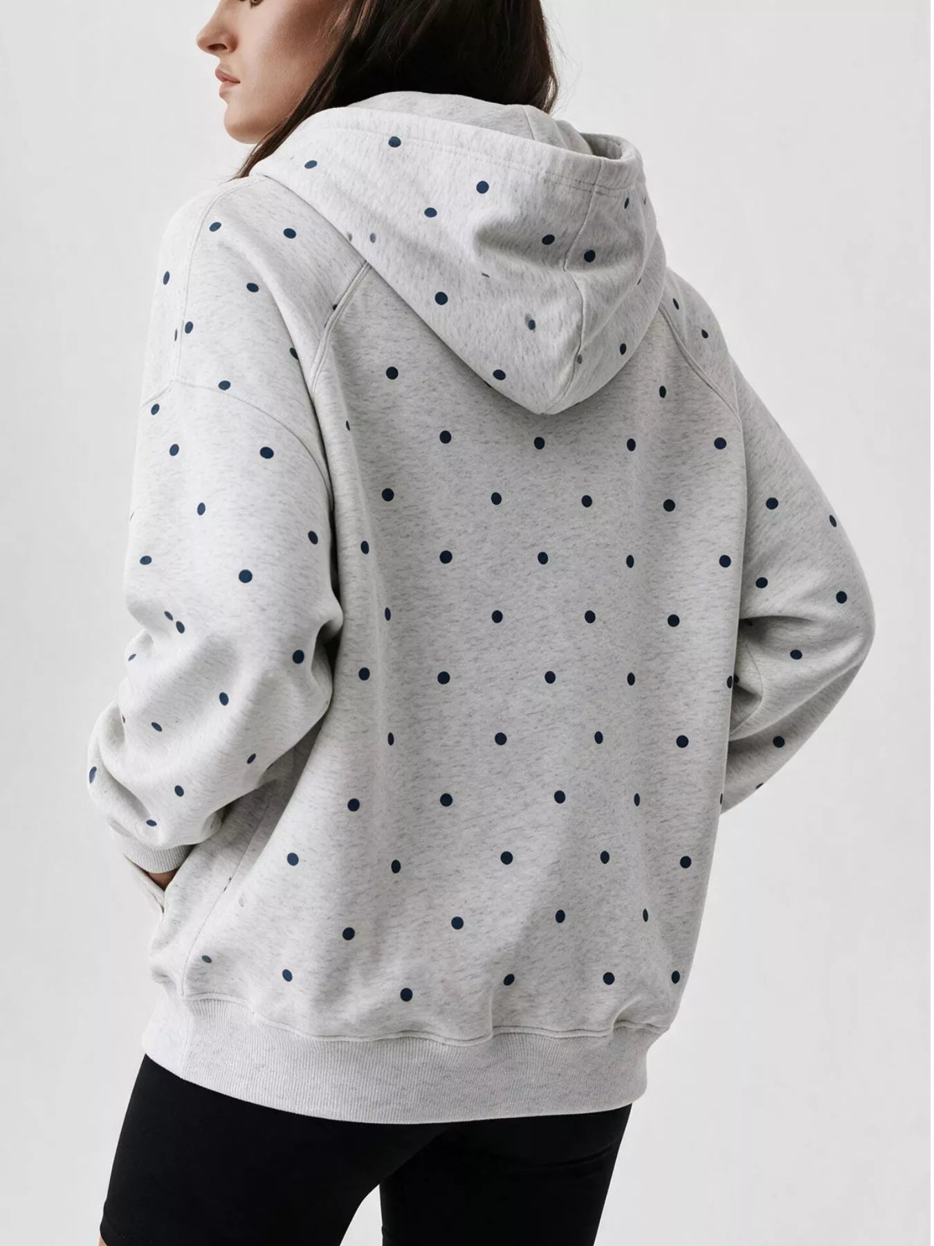 Trendsi Polka Dot Raglan Sleeve Hoodie -