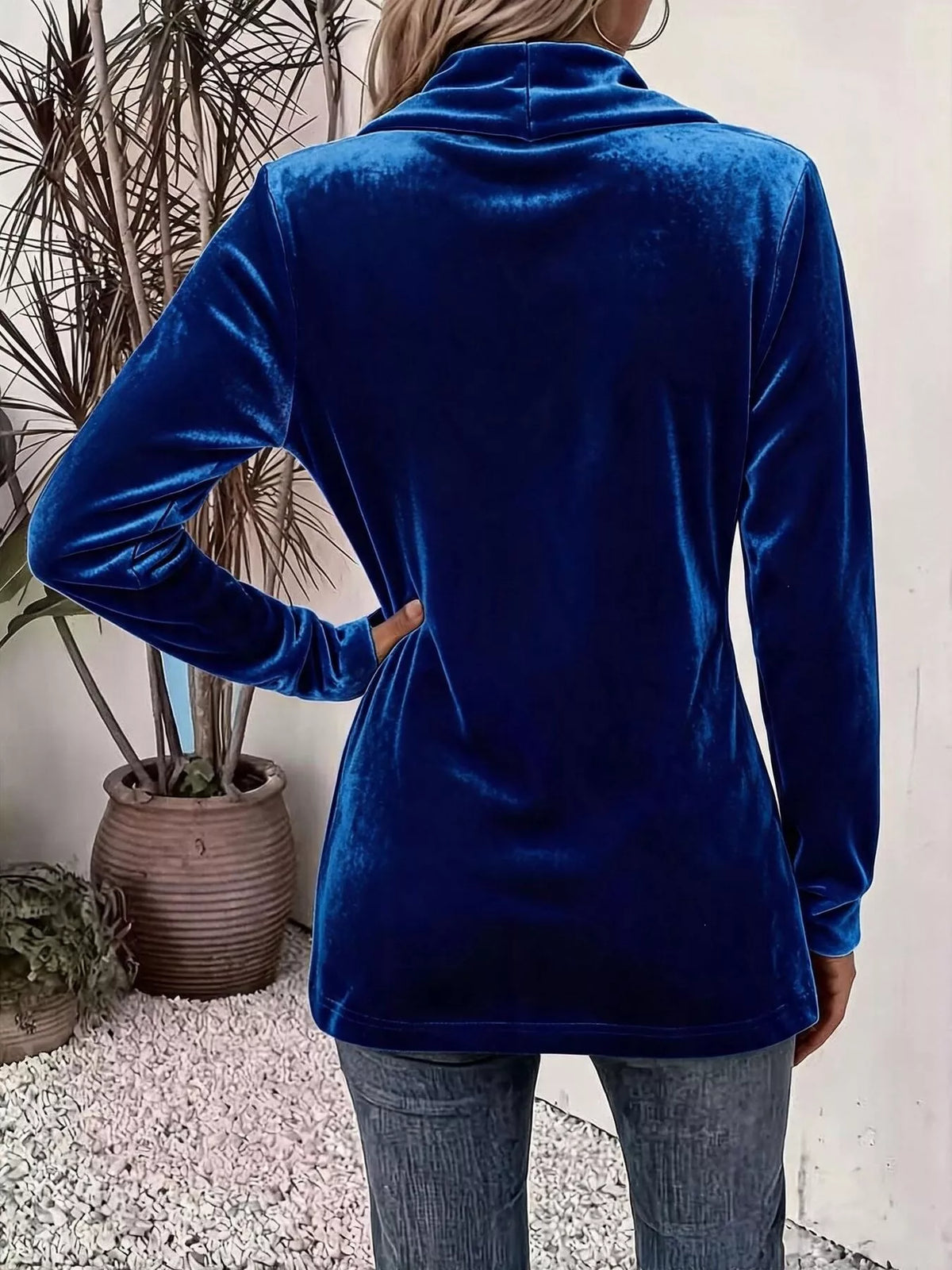 Trendsi Full Size Velvet Open-Front Cardigan Plus Size -