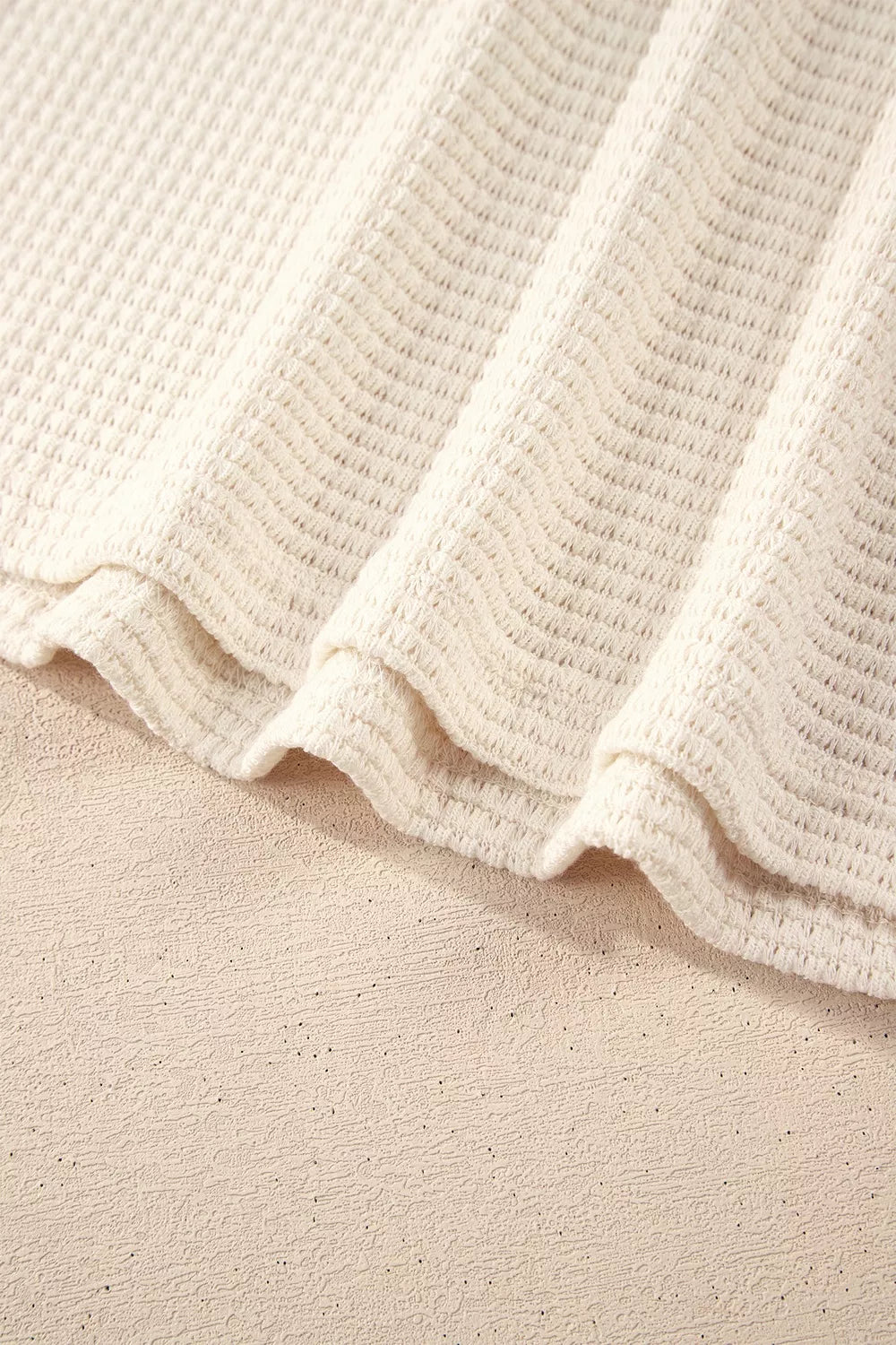 Trendsi Drawstring Waffle Knit Henley Hoodie -