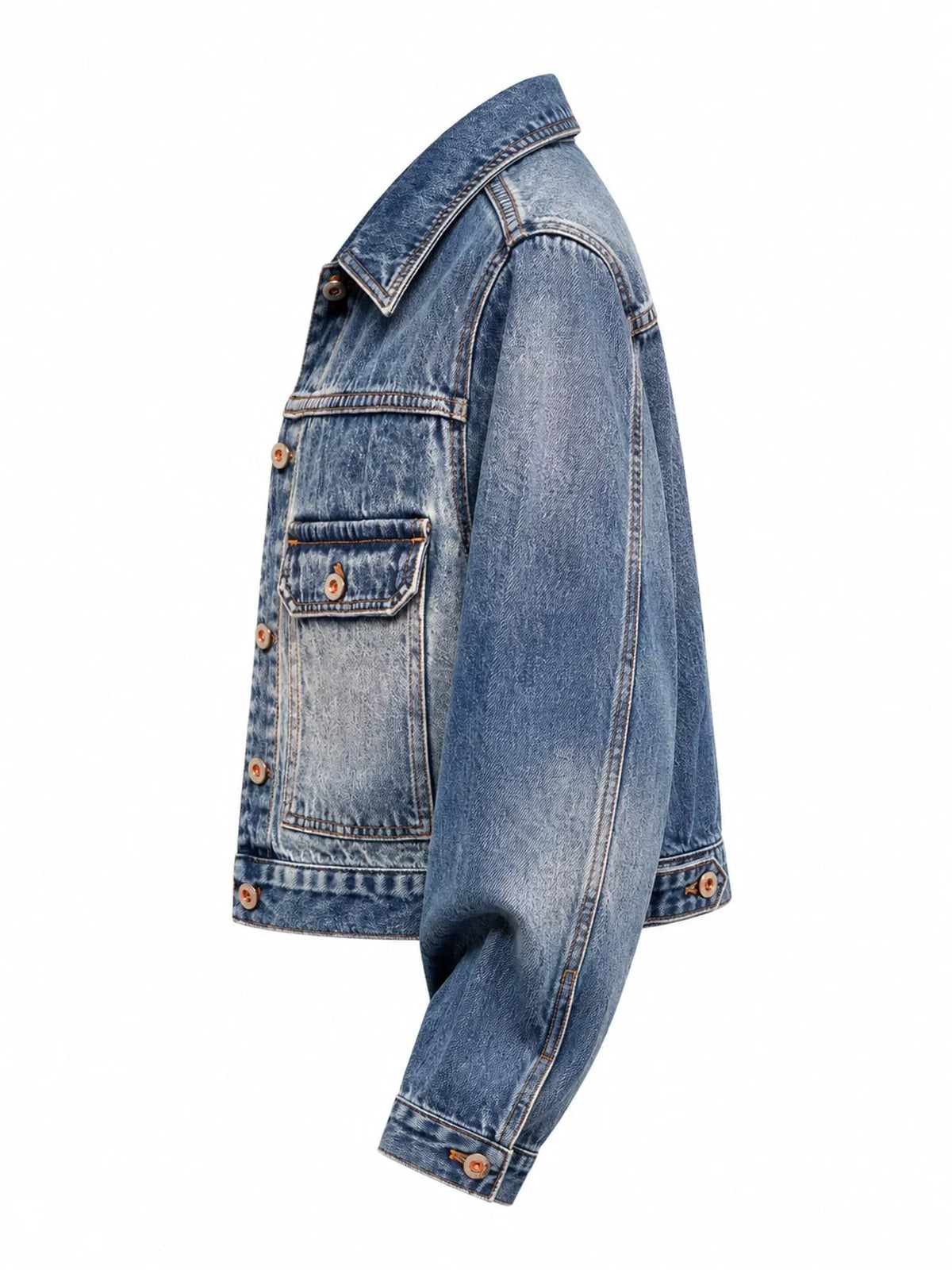 Vintage Wash Cropped Denim Jacket — side view