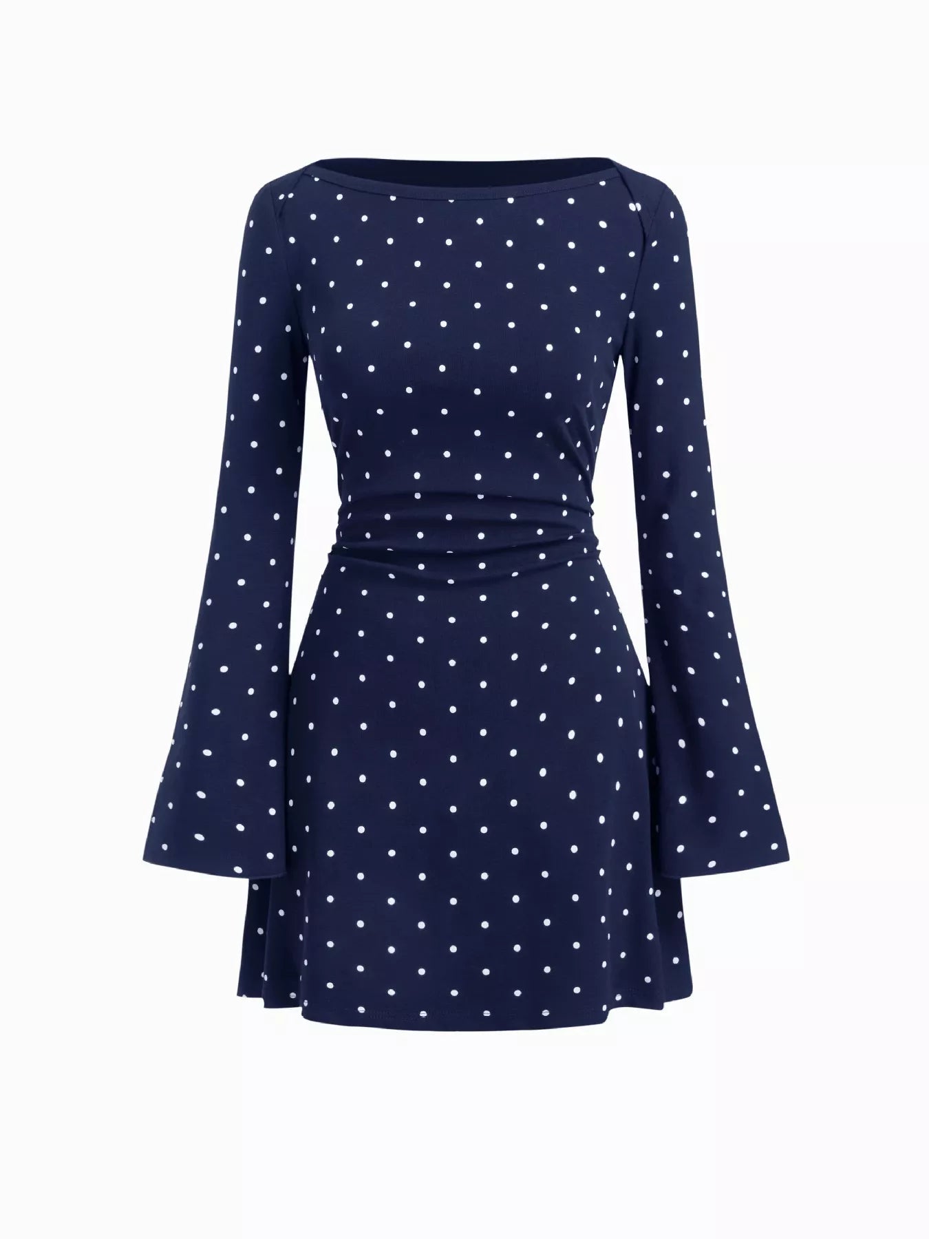 Trendsi Polka Dot Flare Sleeve Mini Dress -