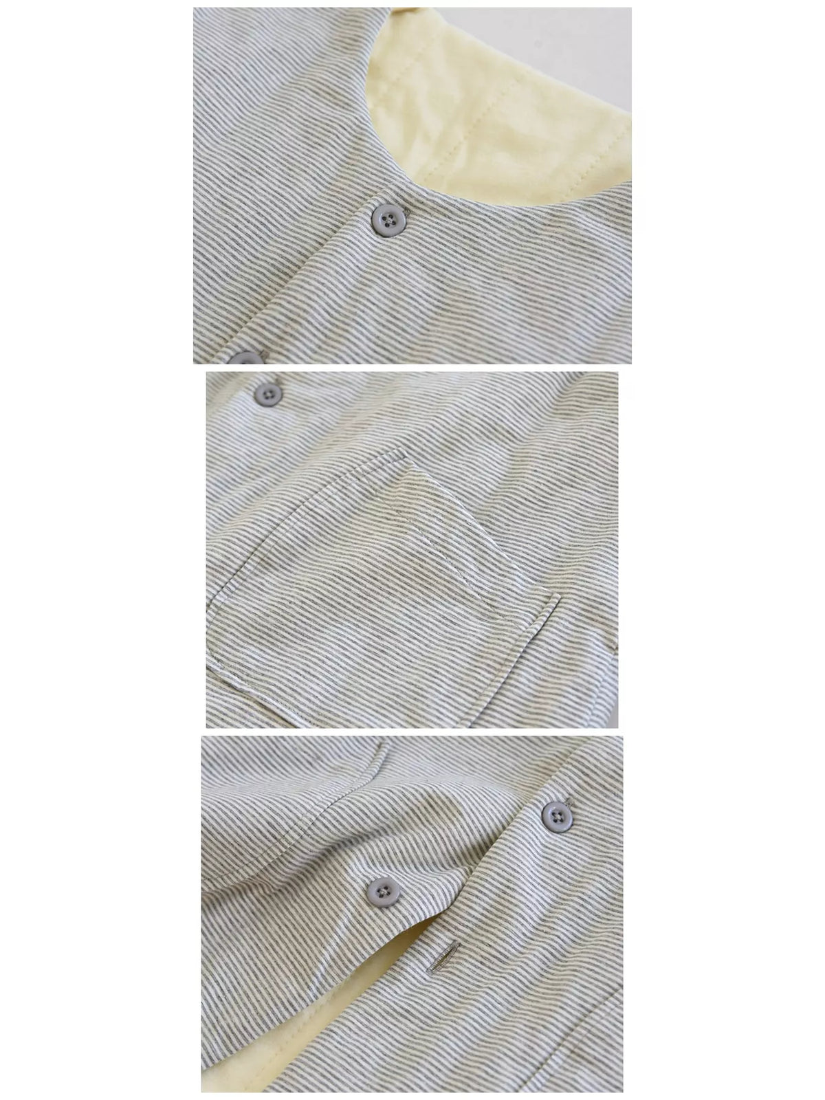 Quilted Crewneck Button-Down Jacket — construction details