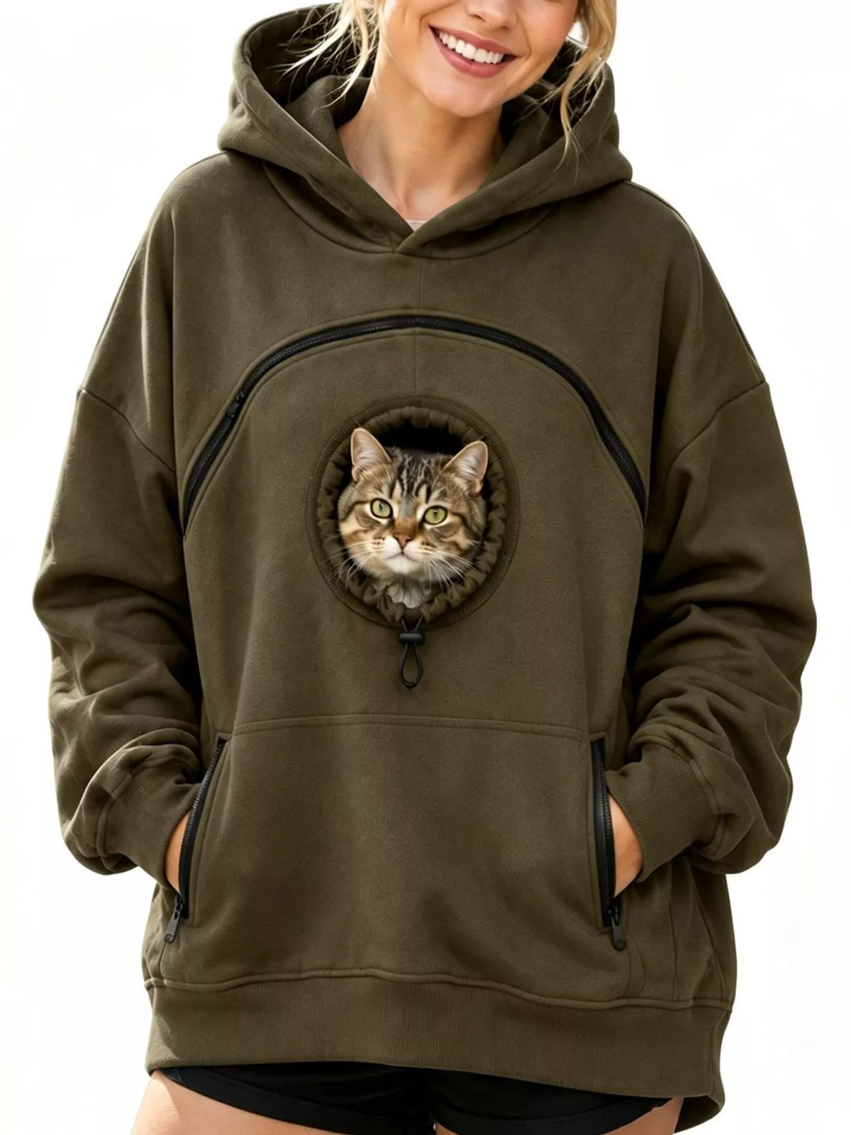 Army Green kangaroo pet pouch hoodie