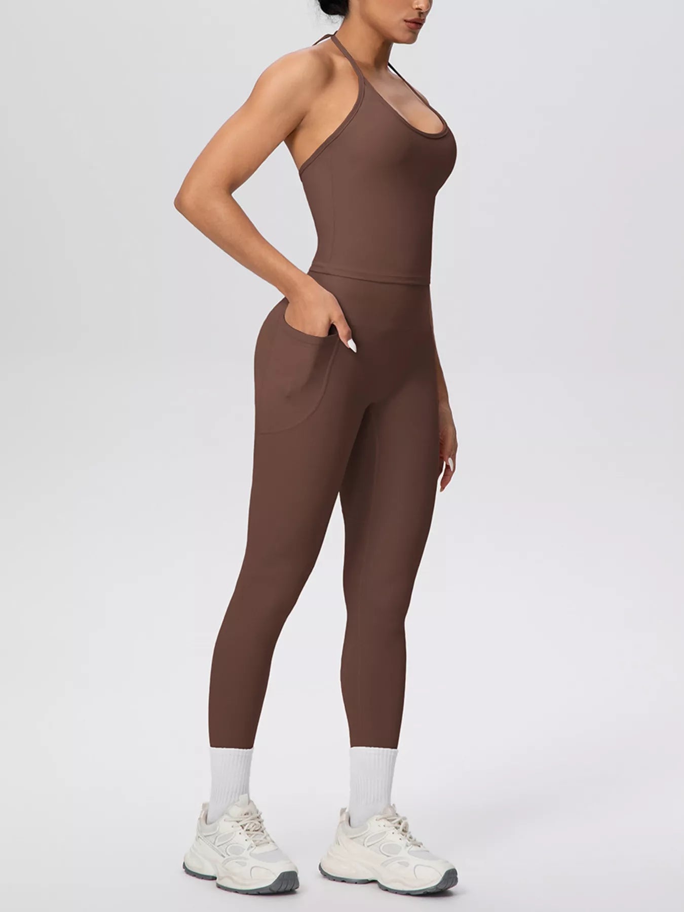 Trendsi Halter Neck Cami and High-Waisted Leggings Active Set -