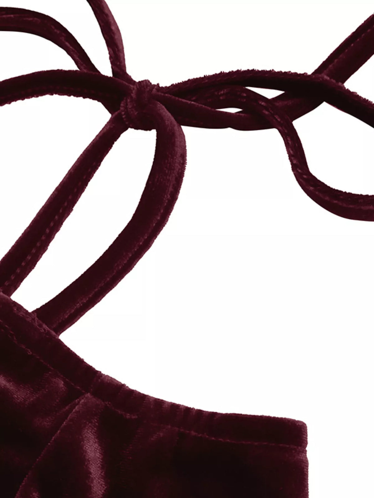 Velvet Tie-Shoulder Bell Sleeve Mini Dress — construction details