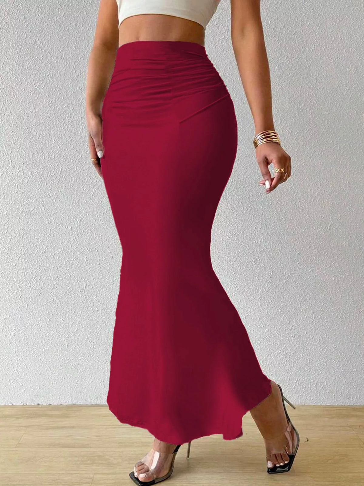 Ruched Maxi Skirt — front view