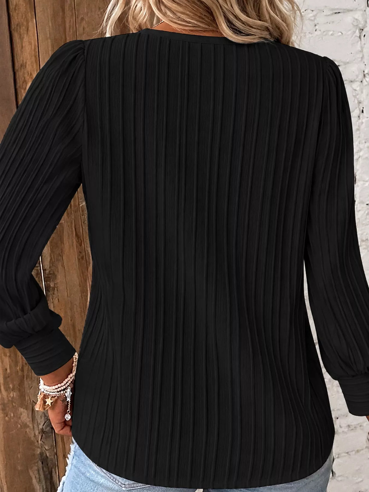 Long-sleeve blouse, back view