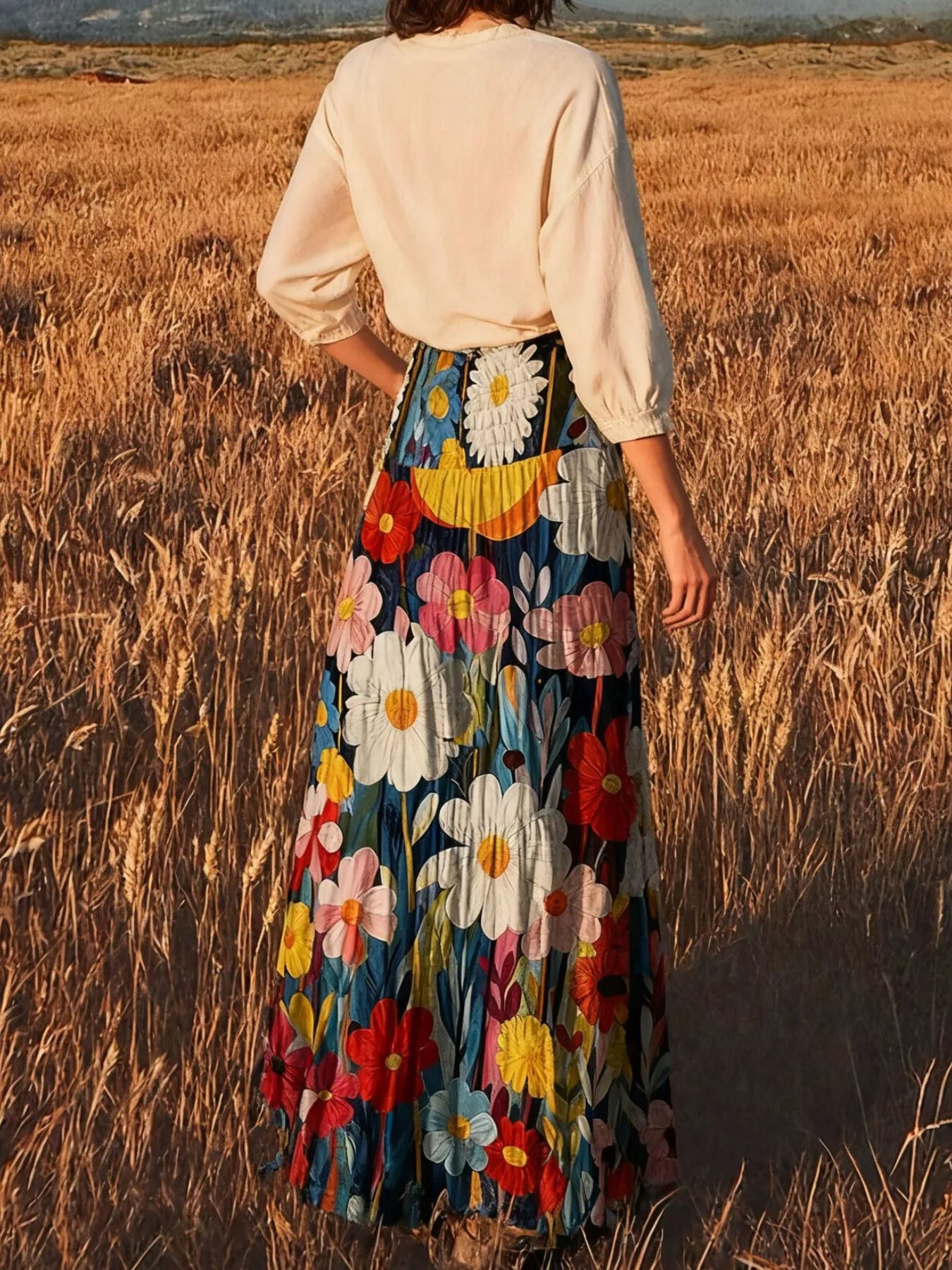 Trendsi Floral Print High-Waisted Maxi Skirt -