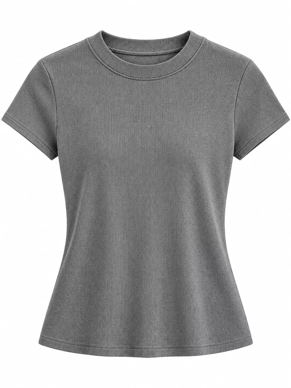 Dark gray slim-fit crew neck T-shirt, front view
