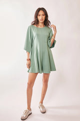 Trendsi Davi & Dani Solid Draped Sleeve Ties Back Skort Romper -