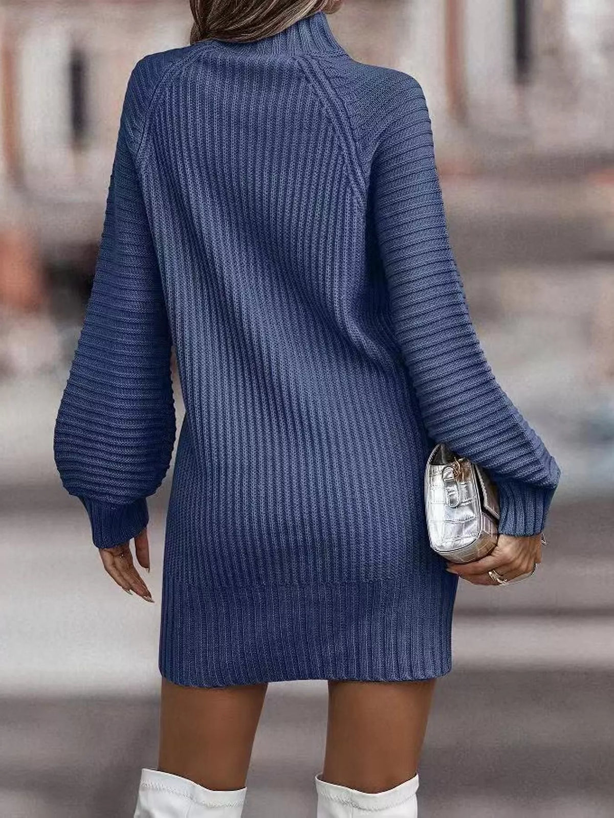 Long-sleeve mini dress, back view