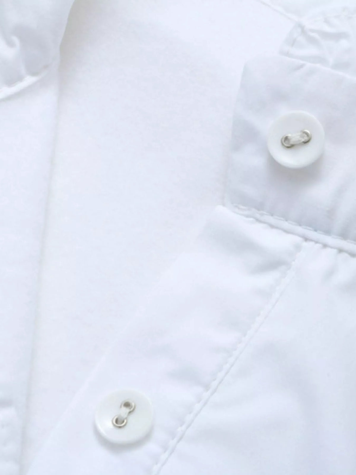 Ruffle-Neck Longline Blouse with Elastic Waist, detail view in white