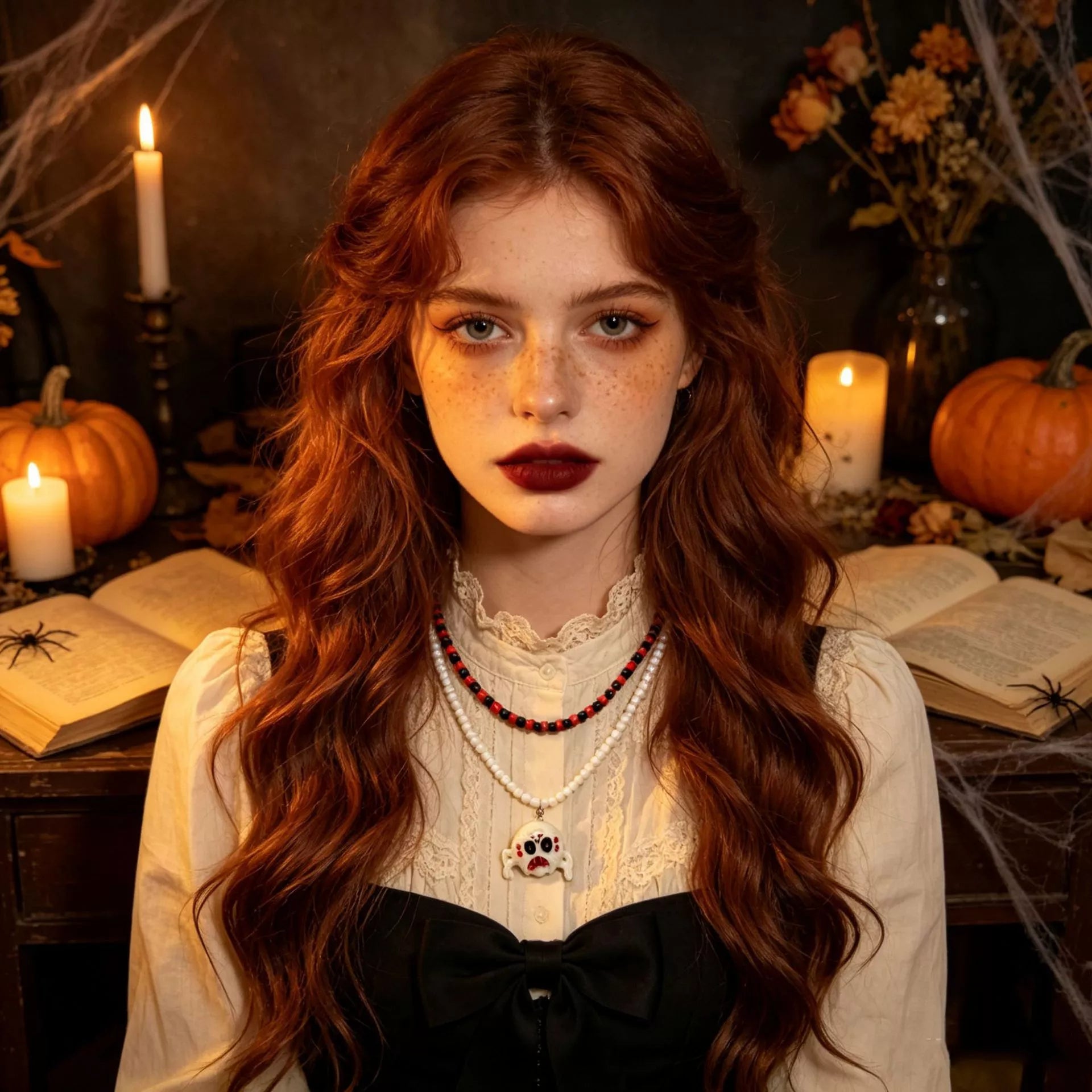 Trendsi Gothic Skull Bead Double Layered Necklace -