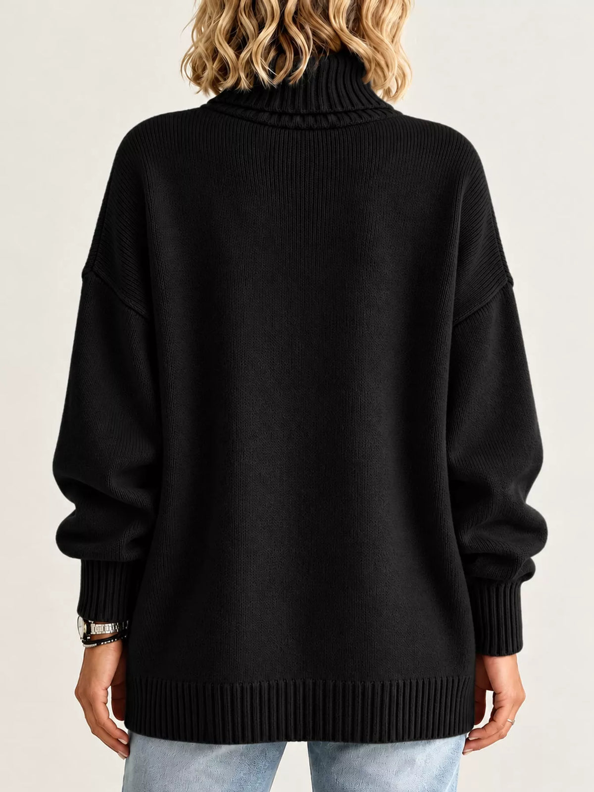Oversized Turtleneck Pullover Sweater — back view