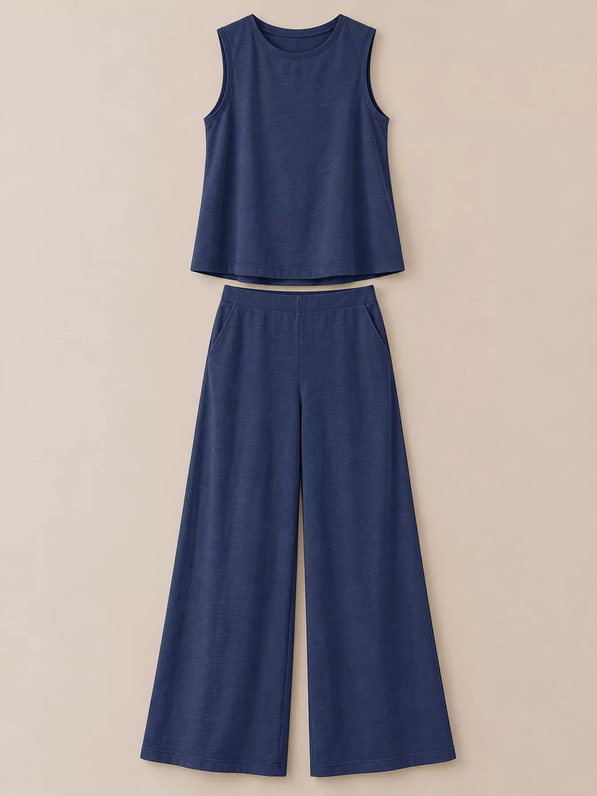 Sleeveless Tank Top and Wide-Leg Pants Set — garment front