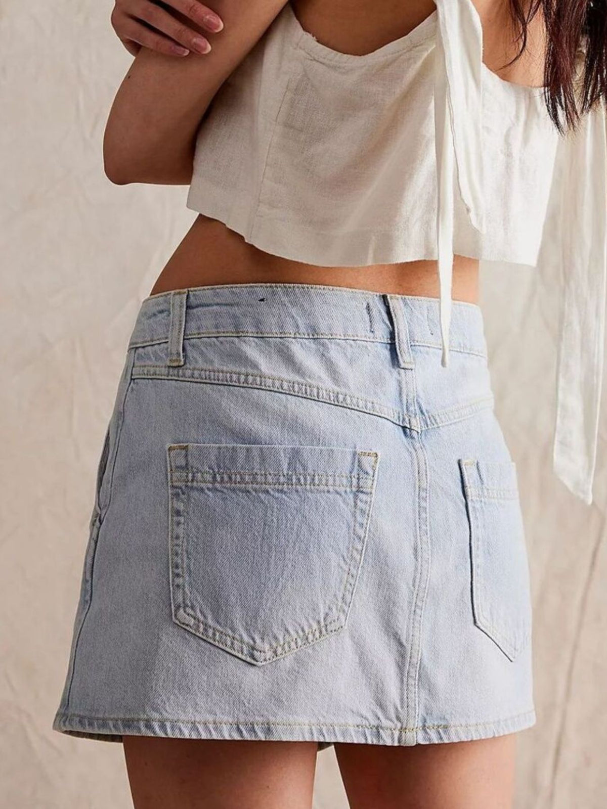 Trendsi Asymmetrical Button-Front Denim Skirt -