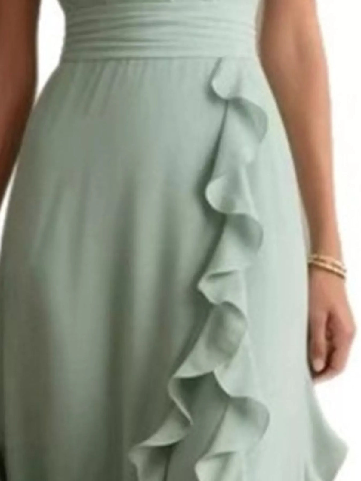 Women's Ruffled Surplice Maxi Dress in Green, alternate view