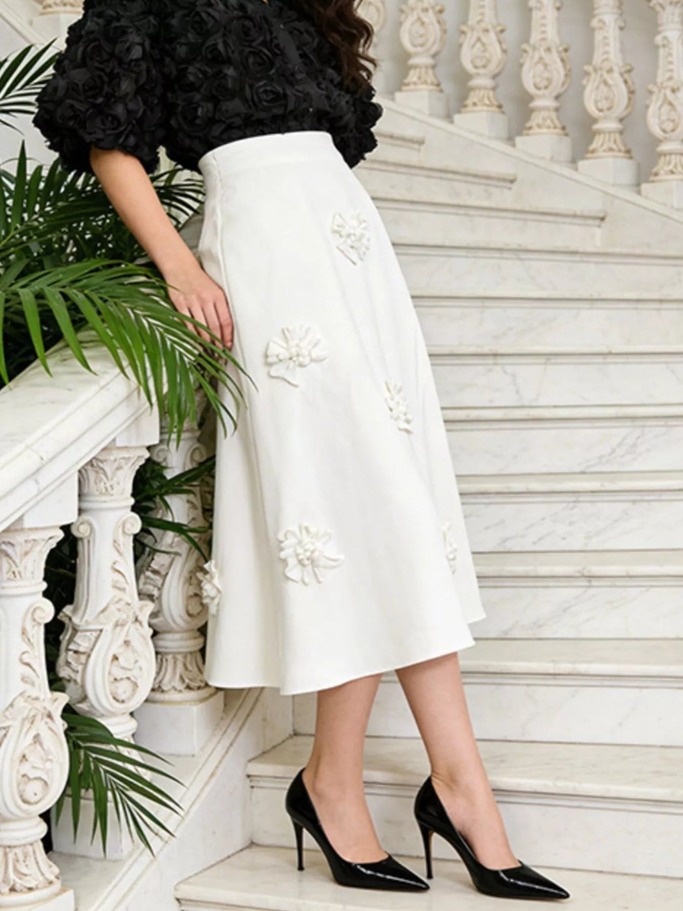 Trendsi Floral Embellished Midi Skirt -