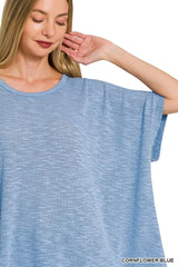 Trendsi Zenana Oversized Slub Hacci Top -