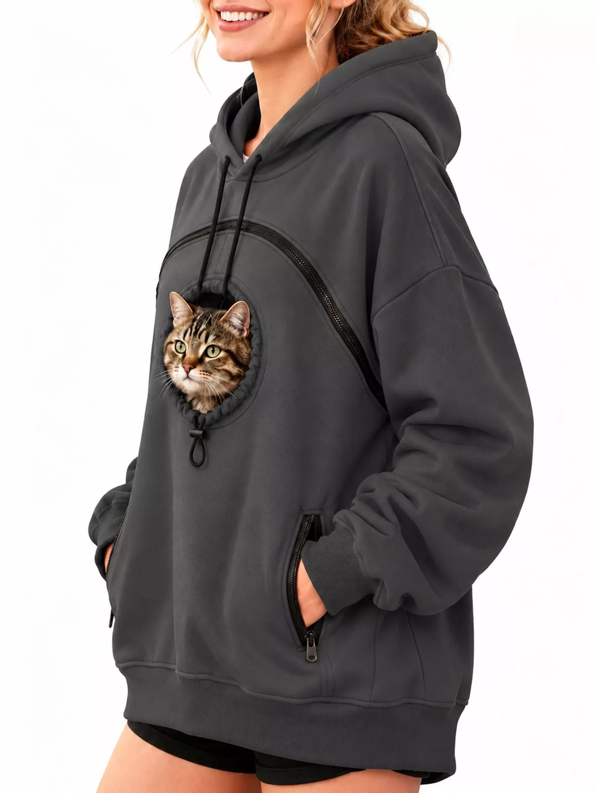 Dark Gray kangaroo pet pouch hoodie
