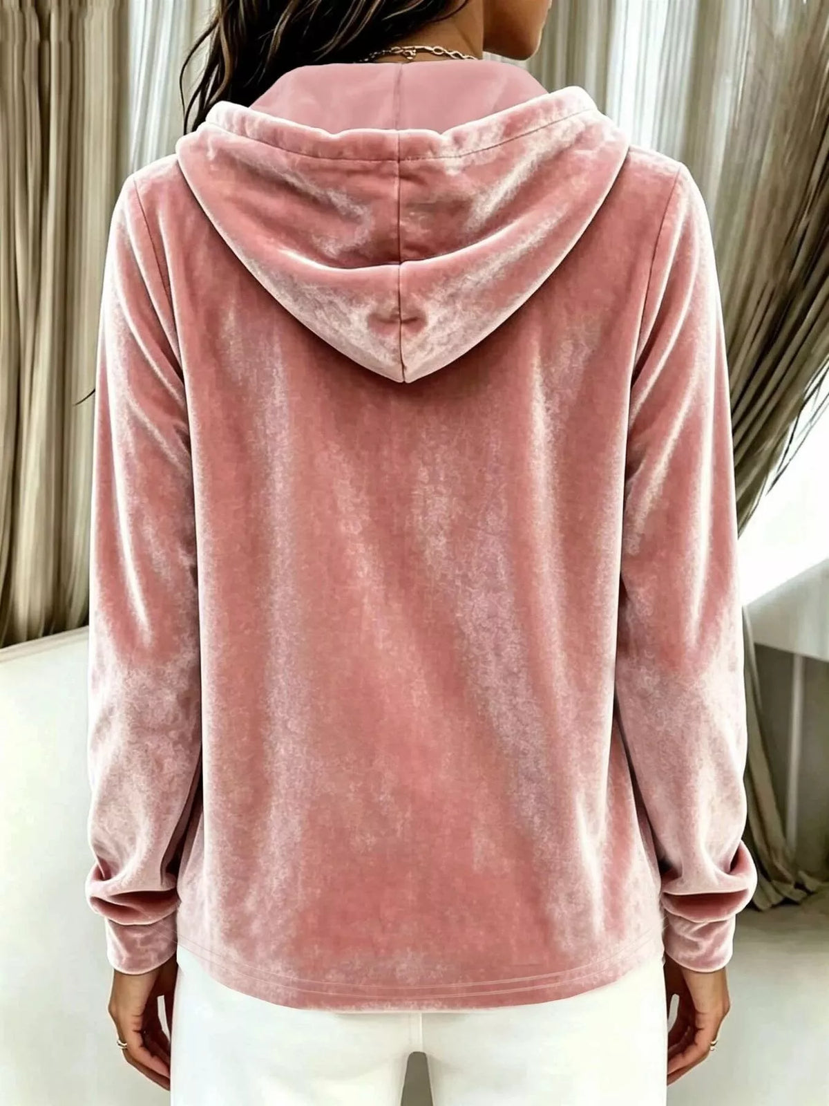 Trendsi Full Size Drawstring Button Detail Hoodie Plus Size -