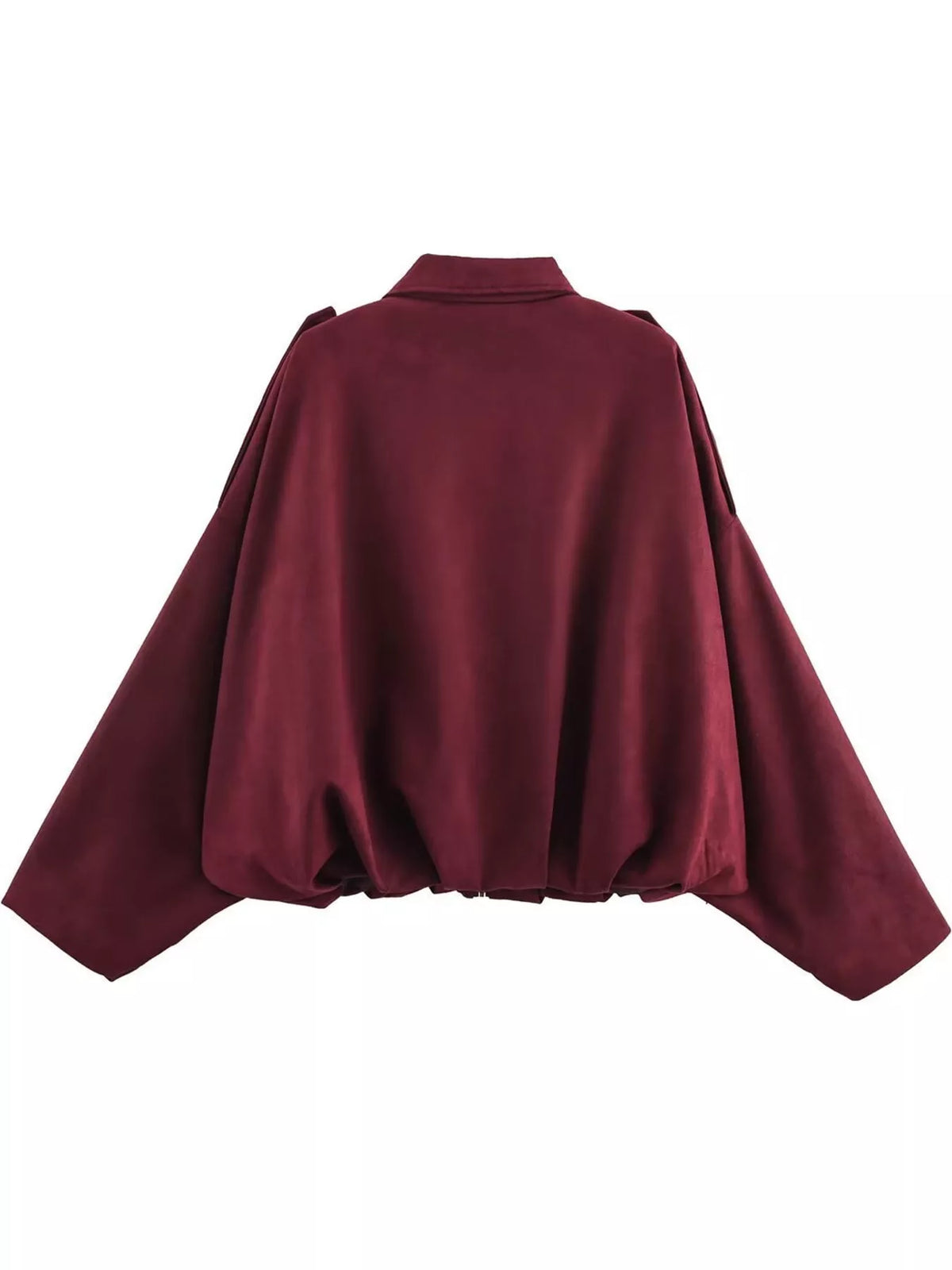 Oversized zip jacket, burgundy back seam