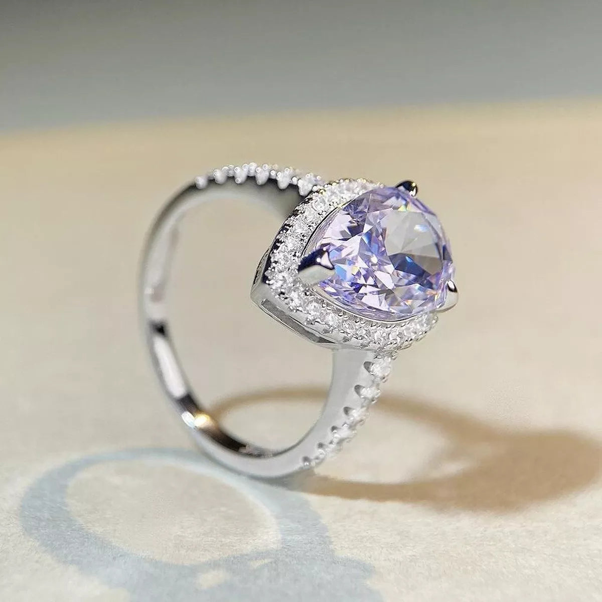 Trendsi 925 Sterling Silver Zircon Teardrop Ring -