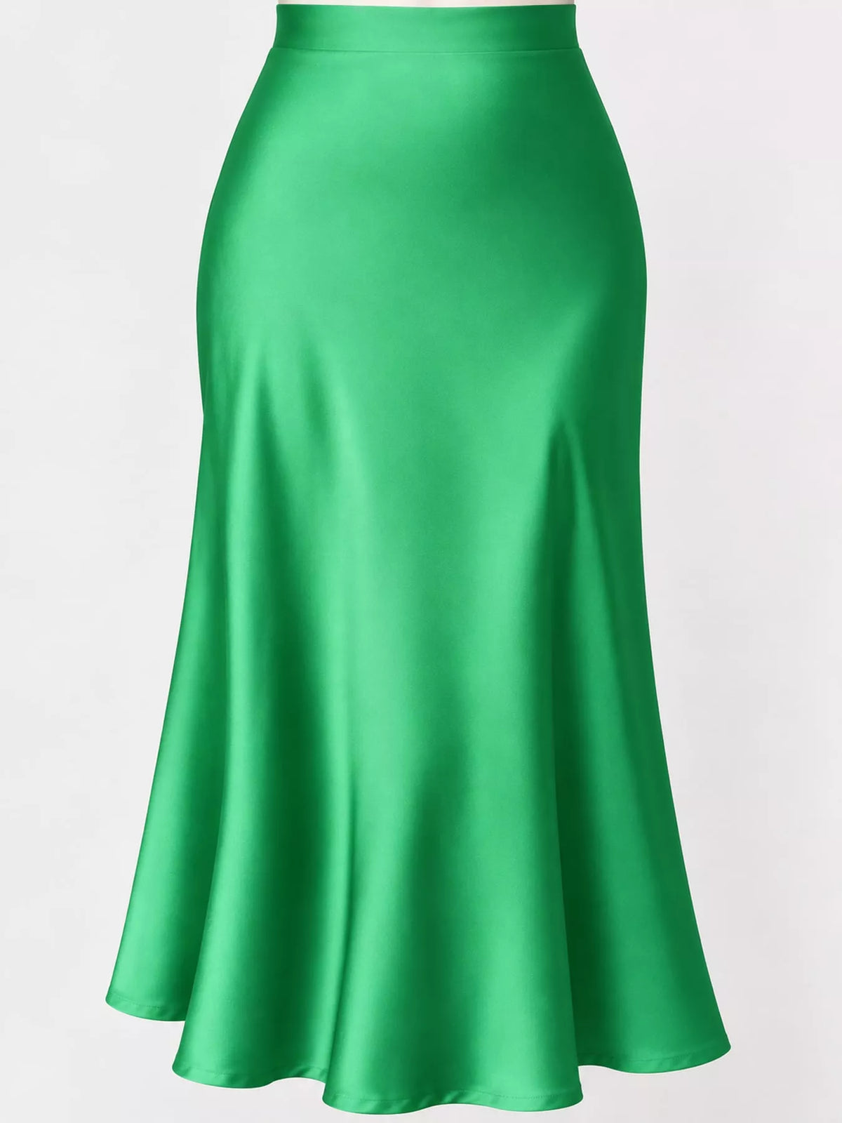 Satin midi skirt, green hem view